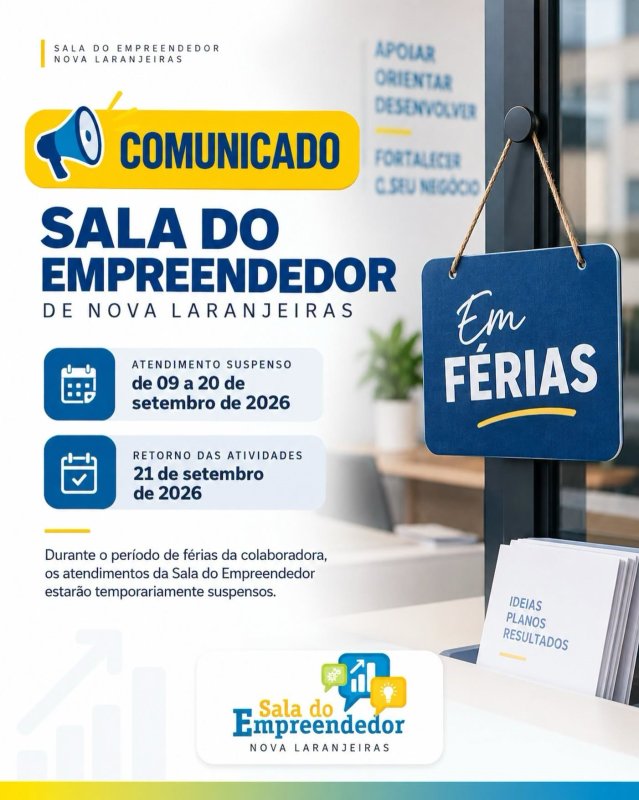 COMUNICADO SALA DO EMPREENDEDOR